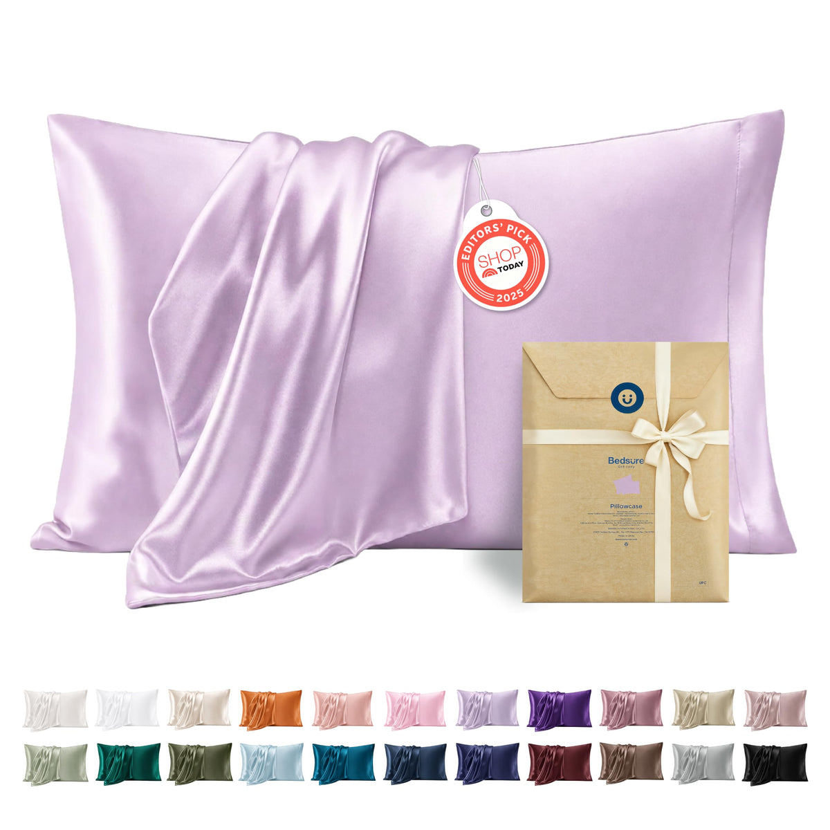 Bedsure Satin Pillowcase Standard Set of 2, Similar to Silk Pillowcase Grey