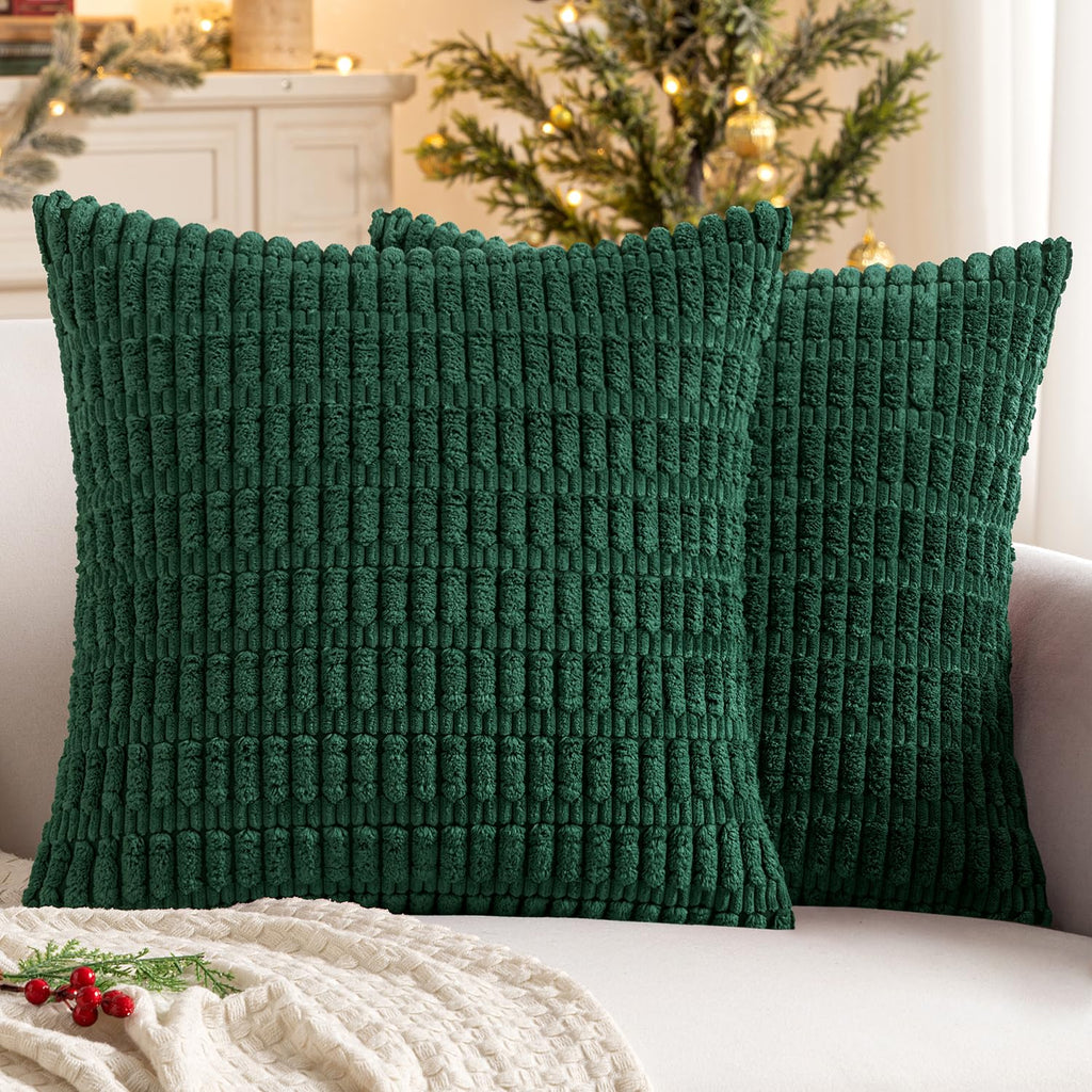 MIULEE Corduroy Decorative Throw Pillow Covers 18x18 Light Brown Pack of 2