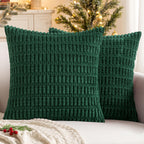 MIULEE Corduroy Decorative Throw Pillow Covers 18x18 Light Brown Pack of 2