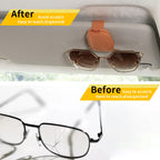 Yuoyar Magnetic Leather Sunglasses Holder for Car, 2 Packs (Silver Grey)