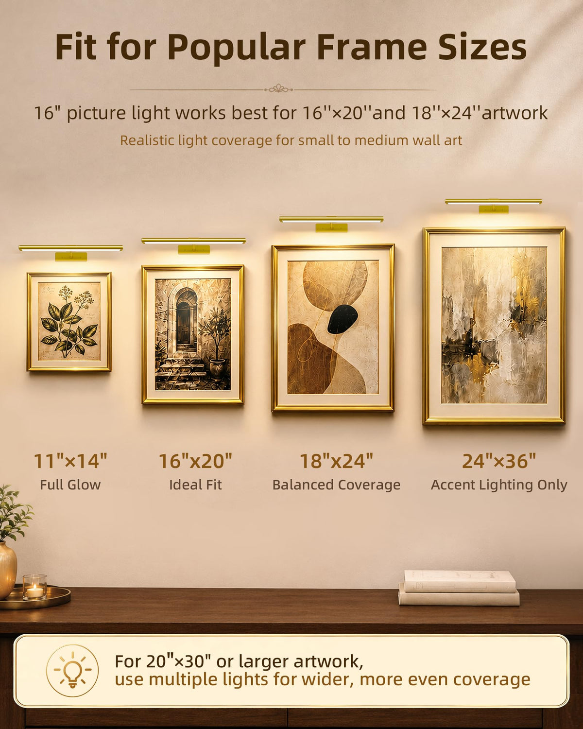 EZVALO Picture Light for Wall, 13'' Rechargeable Magnetic with Remote