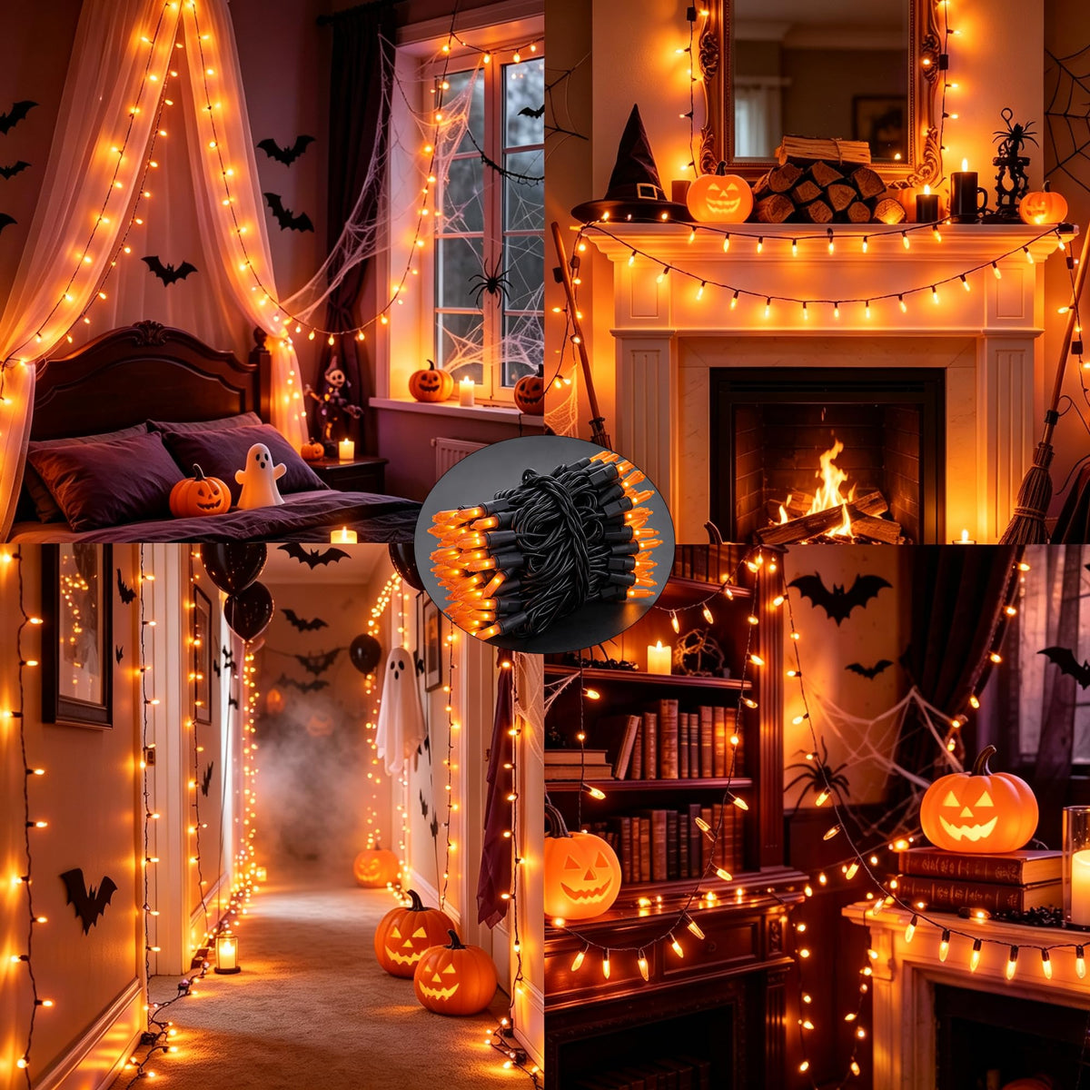 TW SHINE Orange Halloween Lights, 20FT 100 Count Incandescent Mini String Lights, Waterproof Halloween Decorations for Outdoor Indoor Patio Home Party Garden Yard Decor