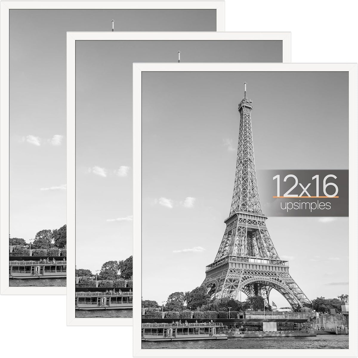upsimples 12x16 Poster Frame, Easy Slide-In Assembly, White, 3 Pack