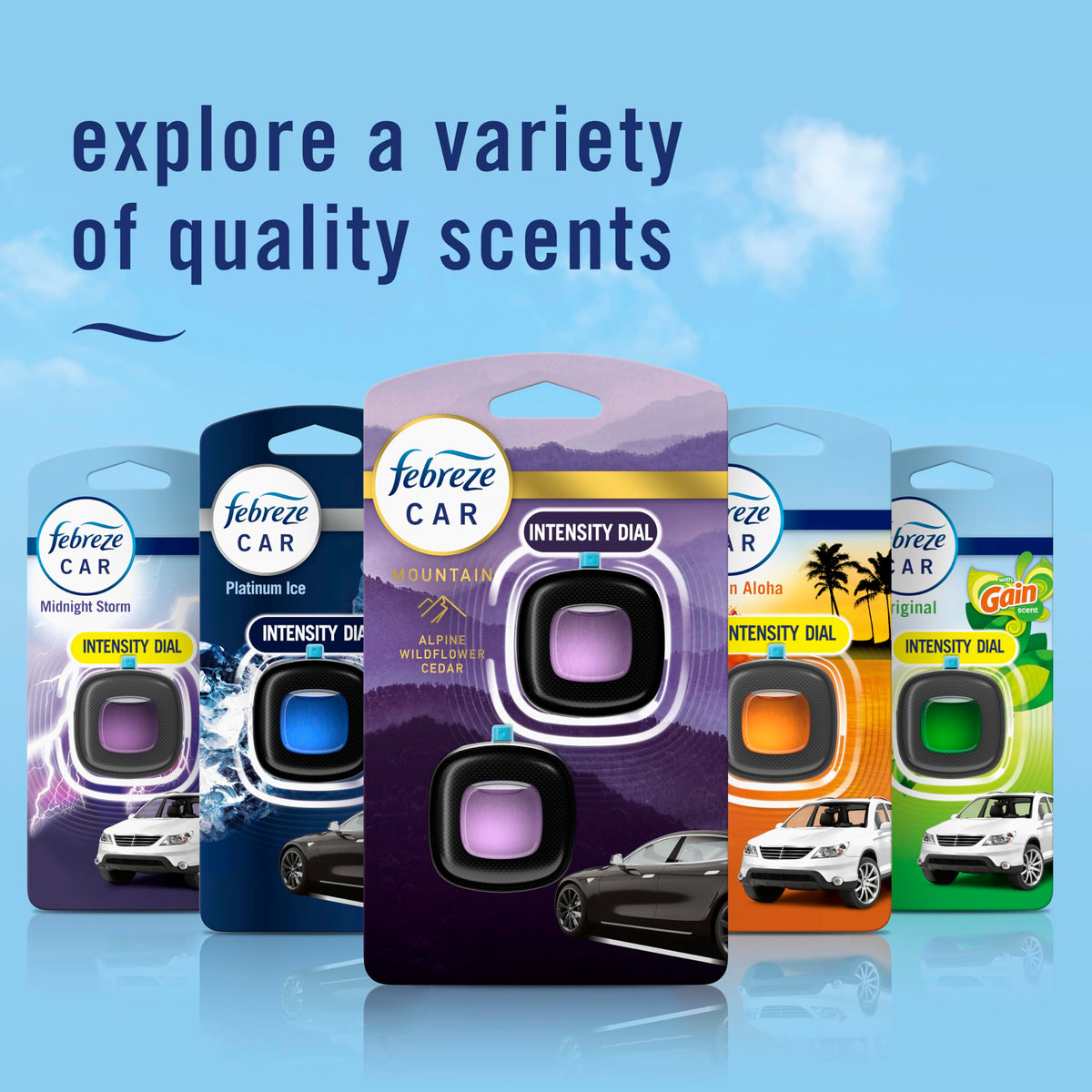 Febreze Car Vent Clip, Downy Calm Scent, 2 Count, 0.13 oz Total