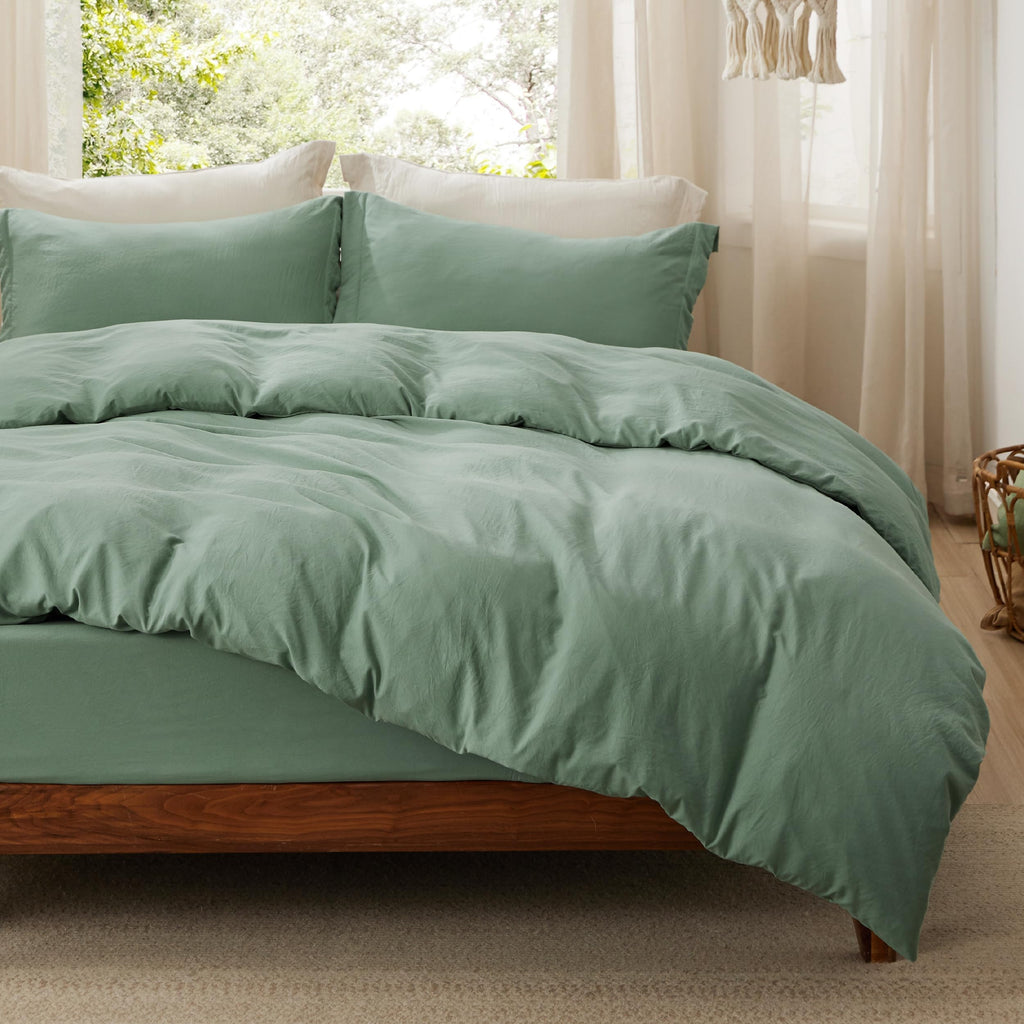 Bedsure Textured Duvet Cover Queen Size - Cotton-Like Polyester Jacquard Duvet Cover Set for All Seasons - 3 Pieces Elevated Textured Dobby Soft Bedding Set, NO Comforter (White, Queen, 90"x 90")