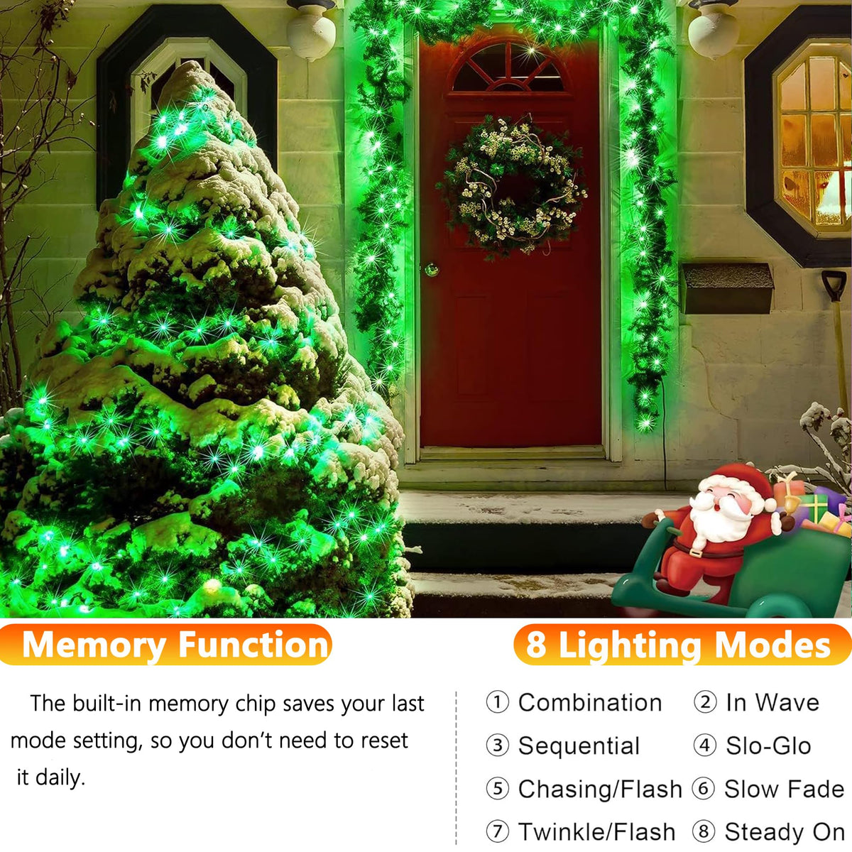 Joomer Solar Fairy Lights, 2-Pack Total 80FT 240LED String Lights, White