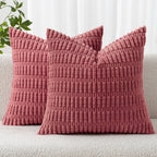MIULEE Corduroy Decorative Throw Pillow Covers 18x18 Light Brown Pack of 2