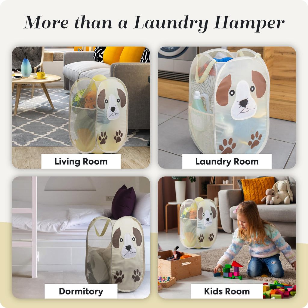 Handy Laundry Collapsible Mesh Pop-Up Hamper with Side Pocket