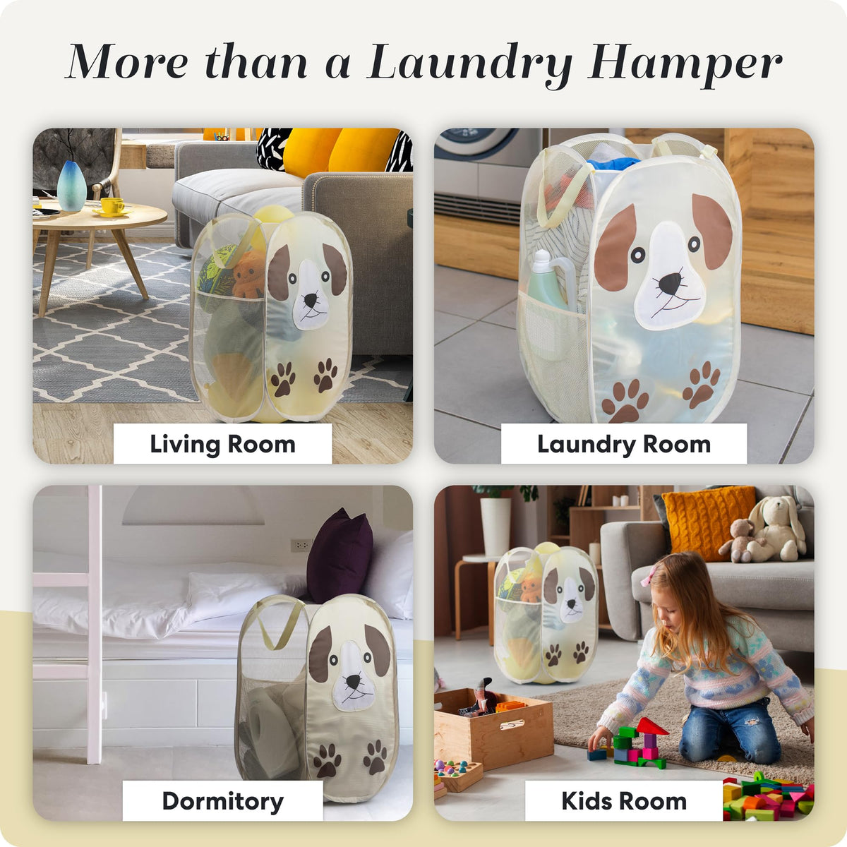 Handy Laundry Collapsible Mesh Pop-Up Hamper with Side Pocket