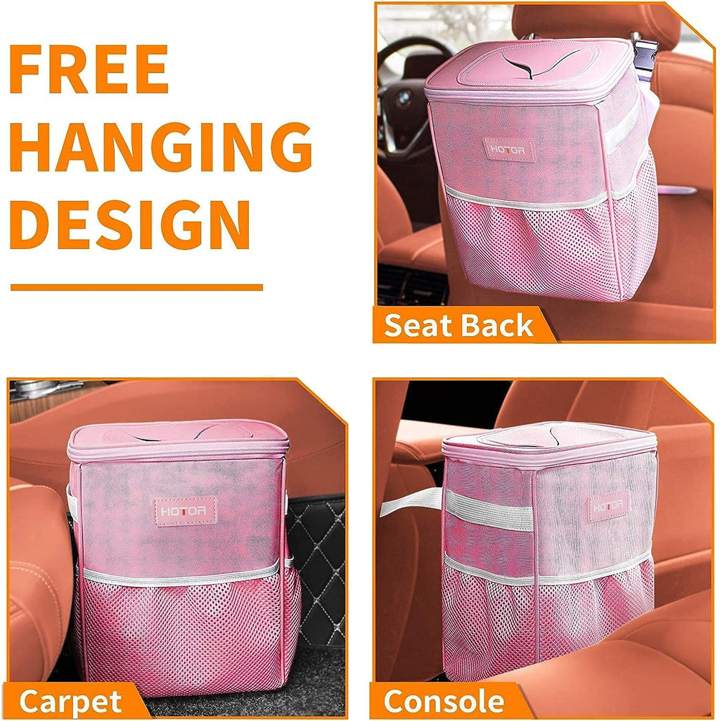 HOTOR Car Trash Can, Leakproof Car Organizer, 2-Gallon, Brown