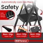 HBTower Step Ladder, Folding Step Stool with Wide Anti-Slip Pedal