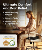 Everlasting Comfort Doctor Recommended Memory Foam Seat Cushion for Office Chairs & Car - Ergonomic Office Desk Accessories - Cushions for Tailbone Pain Relief, Sciatica (Black, Large)