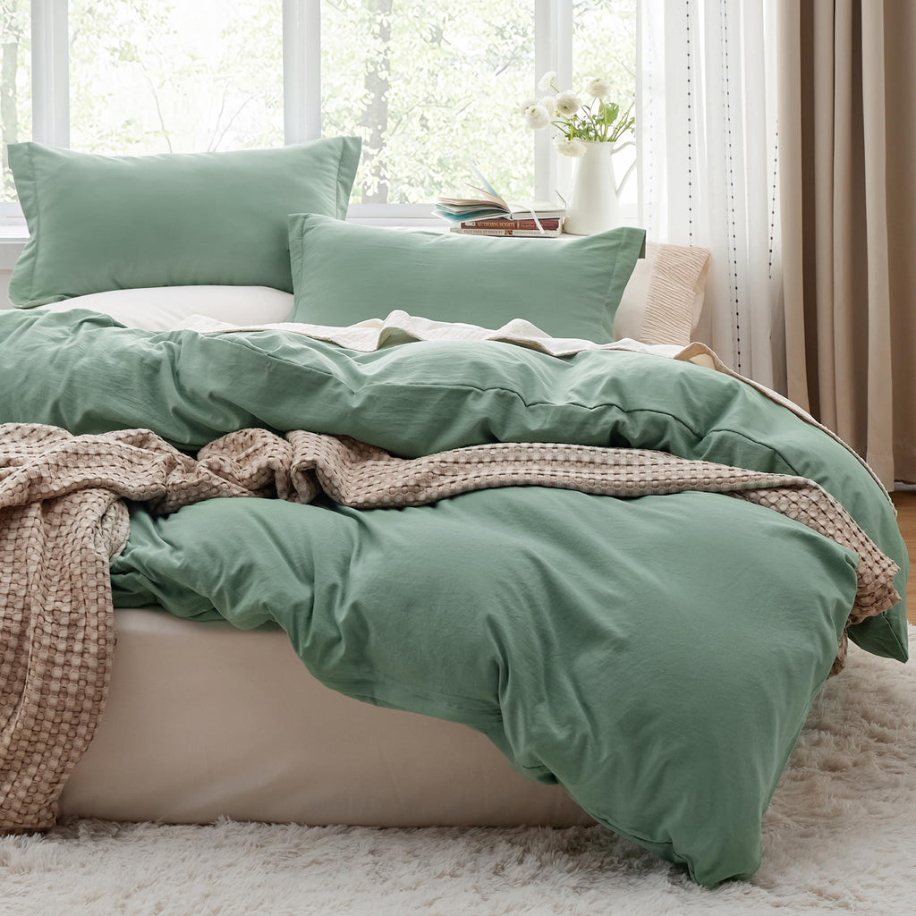 Bedsure Textured Duvet Cover Queen Size - Cotton-Like Polyester Jacquard Duvet Cover Set for All Seasons - 3 Pieces Elevated Textured Dobby Soft Bedding Set, NO Comforter (White, Queen, 90"x 90")