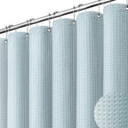 Dynamene Extra Long Waffle Shower Curtain 256 GSM 72"x90" Moonlight Blue