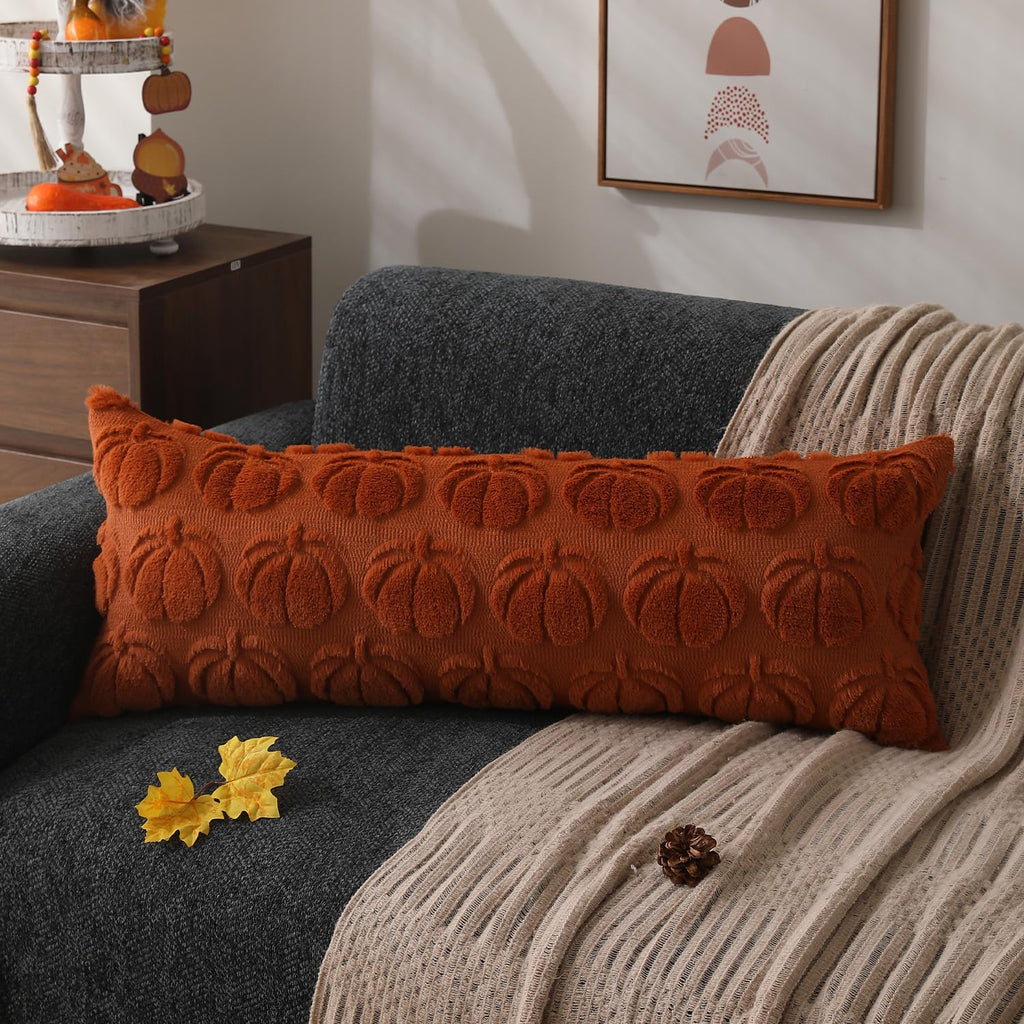 DFXSZ Fall Pillow Covers 18x18 2Pcs Beige Brown Pumpkin Fall Decorations