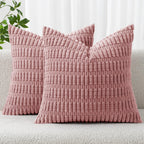 MIULEE Corduroy Decorative Throw Pillow Covers 18x18 Light Brown Pack of 2