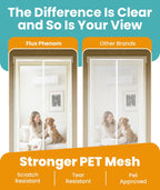 Flux Phenom Magnetic Screen Door (White) - Bugs Out, Breeze in - 9min Install Auto-Sealing Heavy Duty Double Stitched Mesh, 52 Magnets, Hands Free Patio Doors Net, Pet & Kid Friendly, 38 x 82 Inch