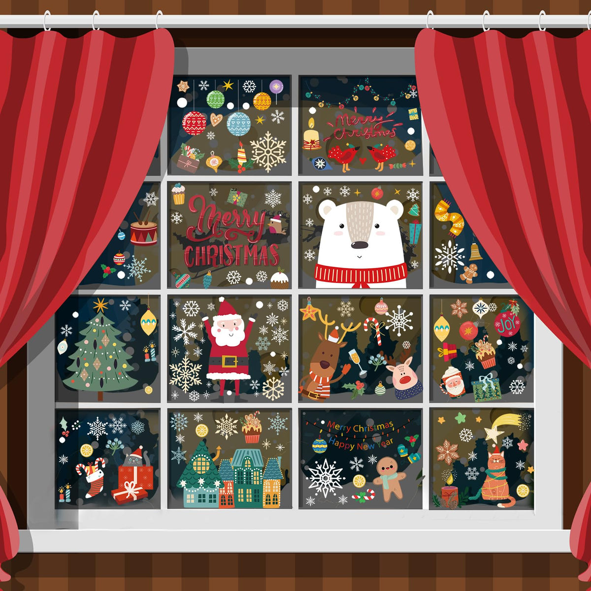 Christmas Window Clings for Glass Windows, Stickers for Window Decorations