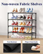 Kitsure Shoe Rack - Non-Woven Shoe Rack Shelf, Shoe Organizer for Closet, Entryway, Garage & Corridor, Stackable Shoe Shelves, 27.5" Wide - 2 Tier, Black
