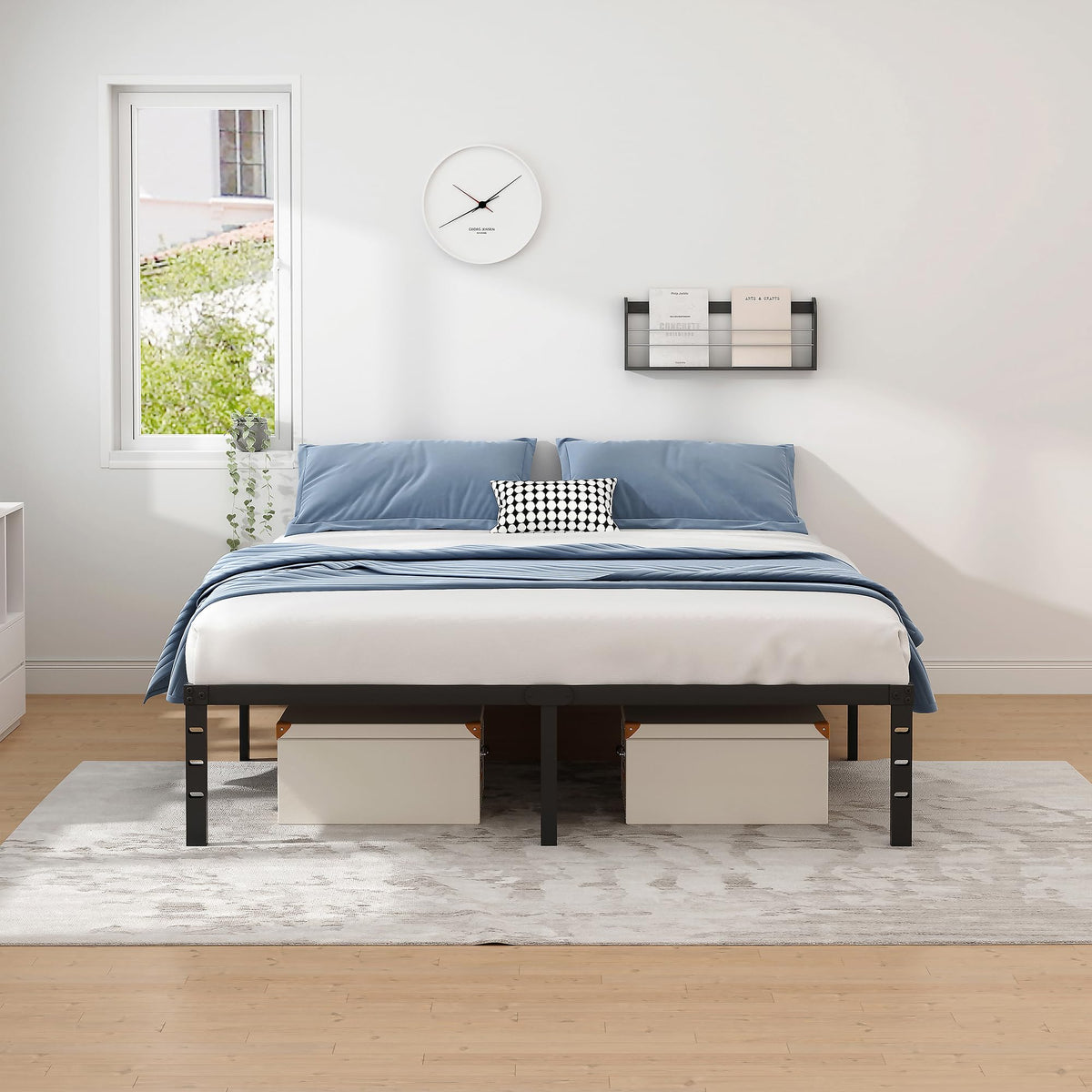 NEW JETO Metal Bed Frame,Queen Size Bed Frame with Storage Space,14 Inch