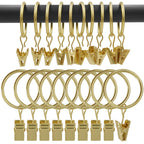 40 Pack Metal Curtain Rings with Clips, 1.5 in ID, Gold