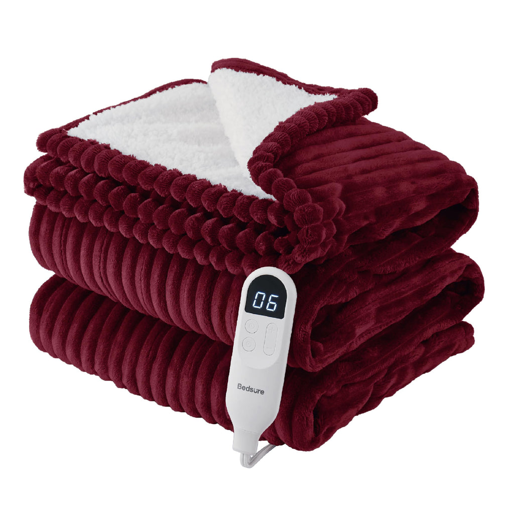 Bedsure Cloud Bubble Grey Heated Blanket Throw, Soft Cozy Electric Blanket
