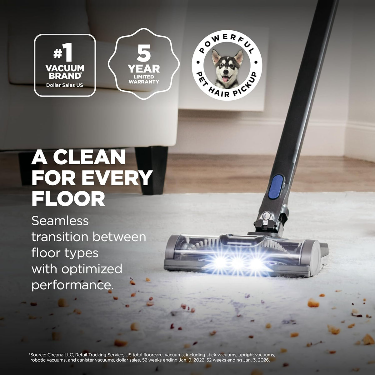 Shark Pet Cordless Stick Vacuum, 40-Min Runtime, Lightweight, Grey, IX141