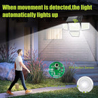 daphino 3000LM Solar Lights, Motion Sensor Outdoor Lights, 4-Head, 2 Pack