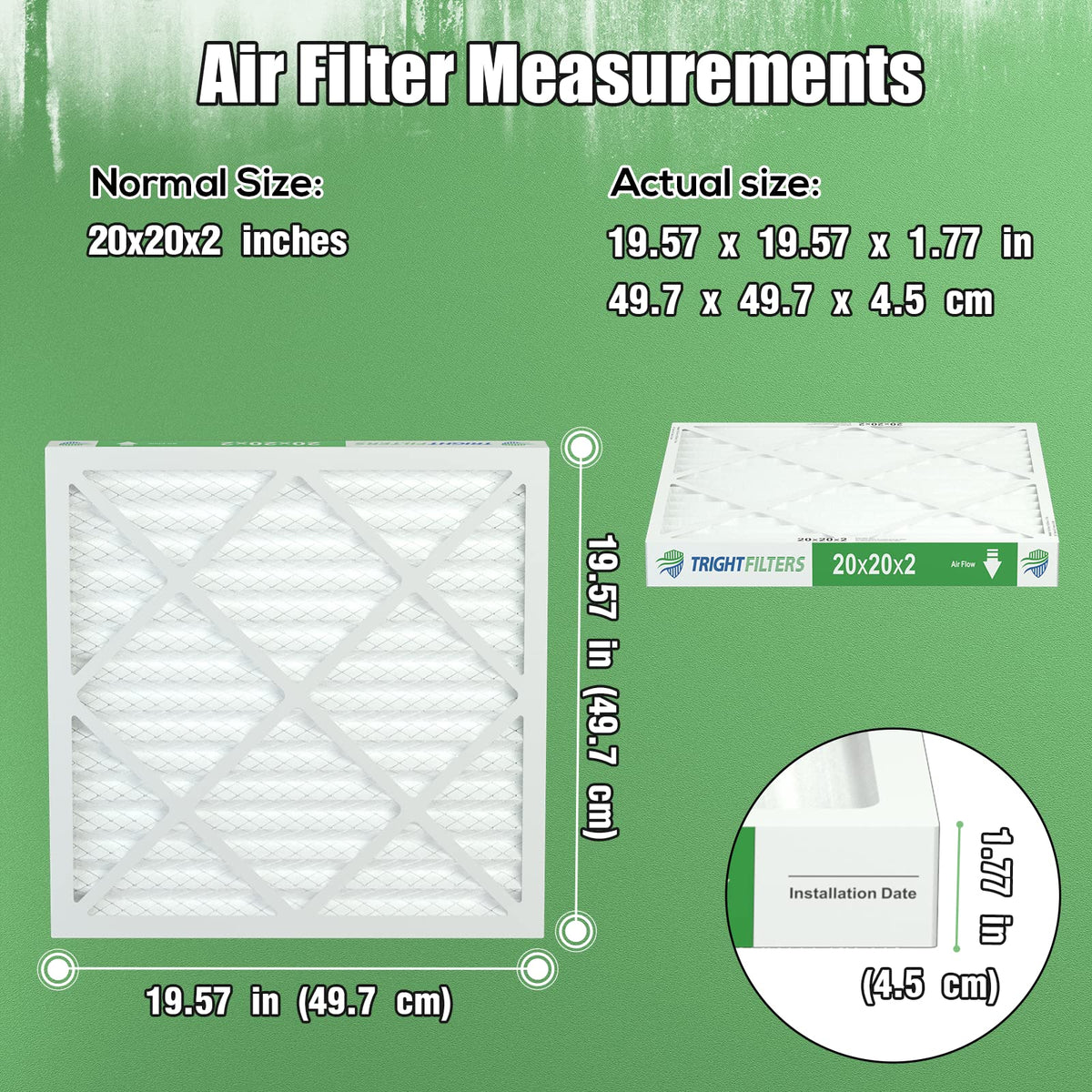 TRIGHTFILTERS 14x20x1 Air Filter 4 Pack, MERV 8 Filter Replacement