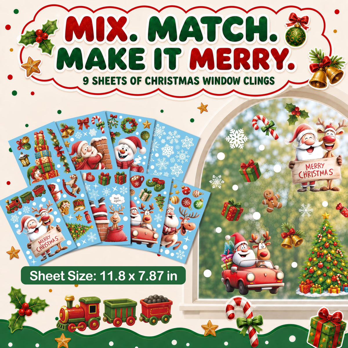 Holiday Window Clings for Home Decorations (Romantic)