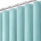 Dynamene Extra Long Waffle Shower Curtain 256 GSM 72"x90" Moonlight Blue
