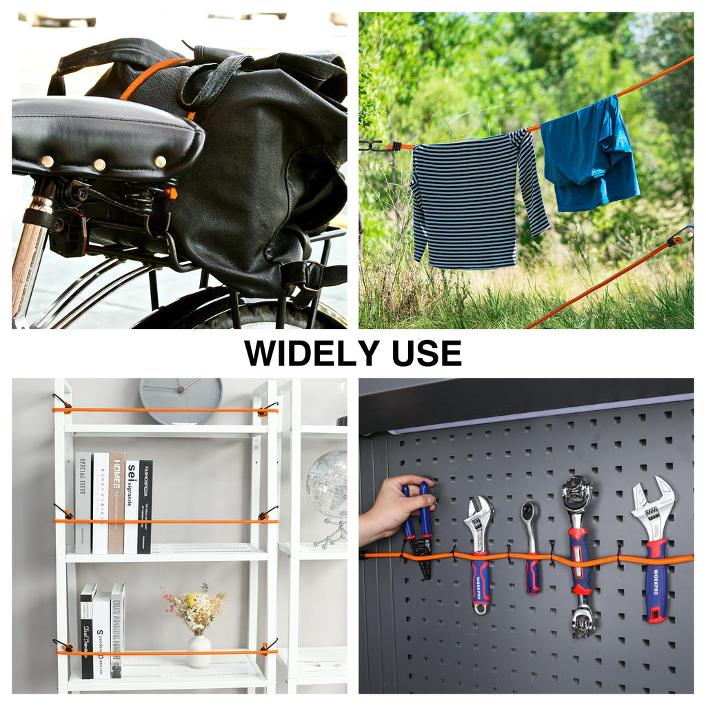 WORKPRO 24" Bungee Cords with Hooks, 4 Pack Heavy Duty Outdoor Bungee Strap