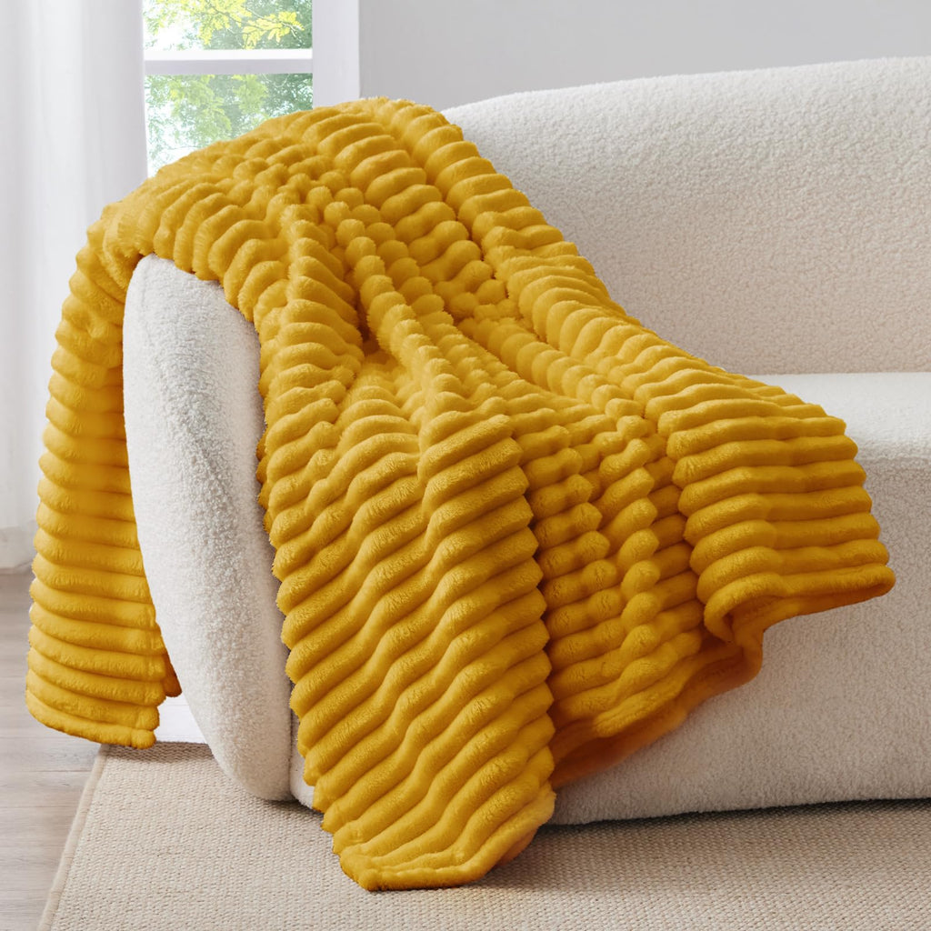 BEDELITE Ribbed Full Size Blanket for Bed, Olive Green, 84"x90"