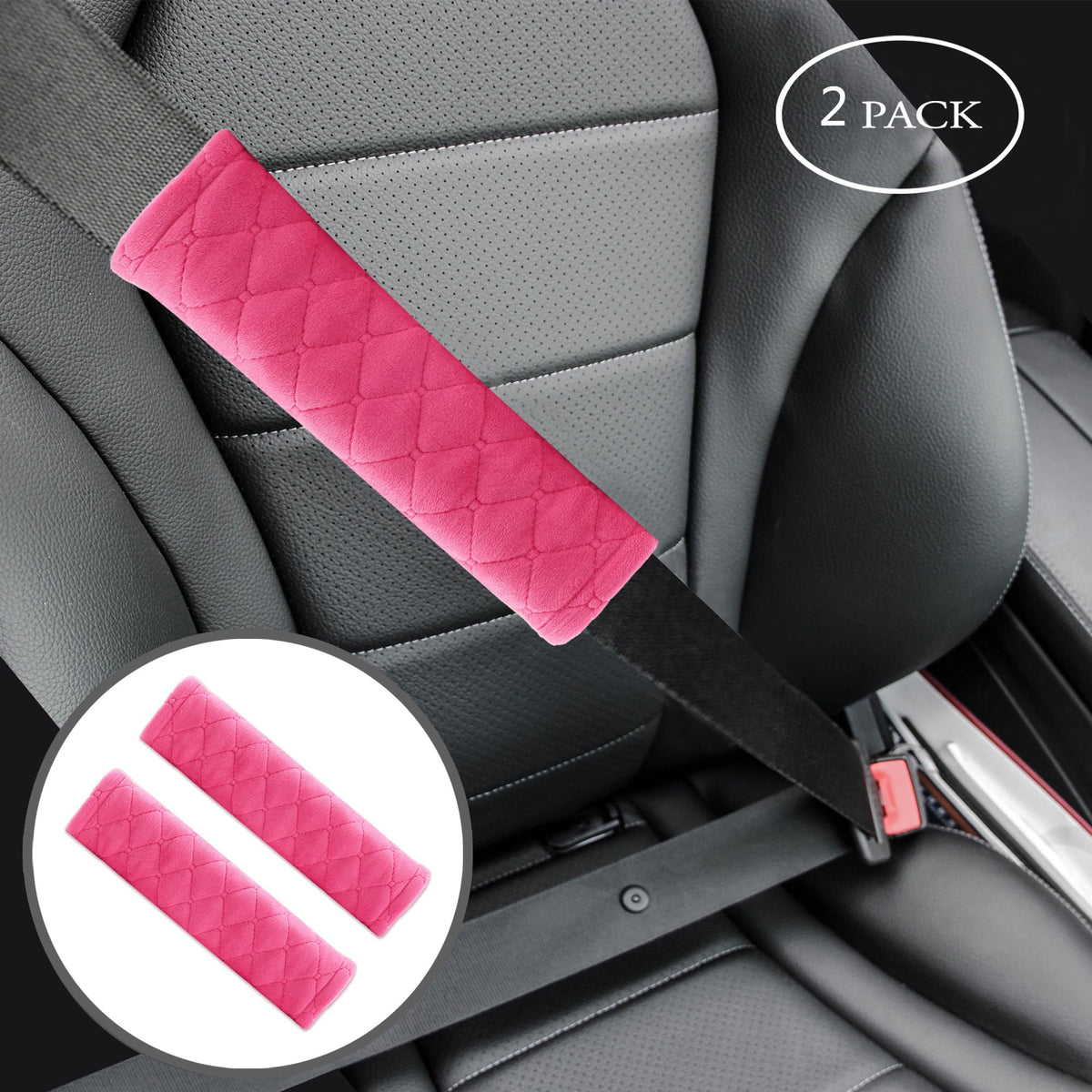 Amooca 2 Pack Seat Belt Covers Soft Shoulder Pad for Cars & Backpack
