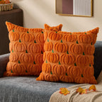 DFXSZ Fall Pillow Covers 18x18 2Pcs Beige Brown Pumpkin Fall Decorations
