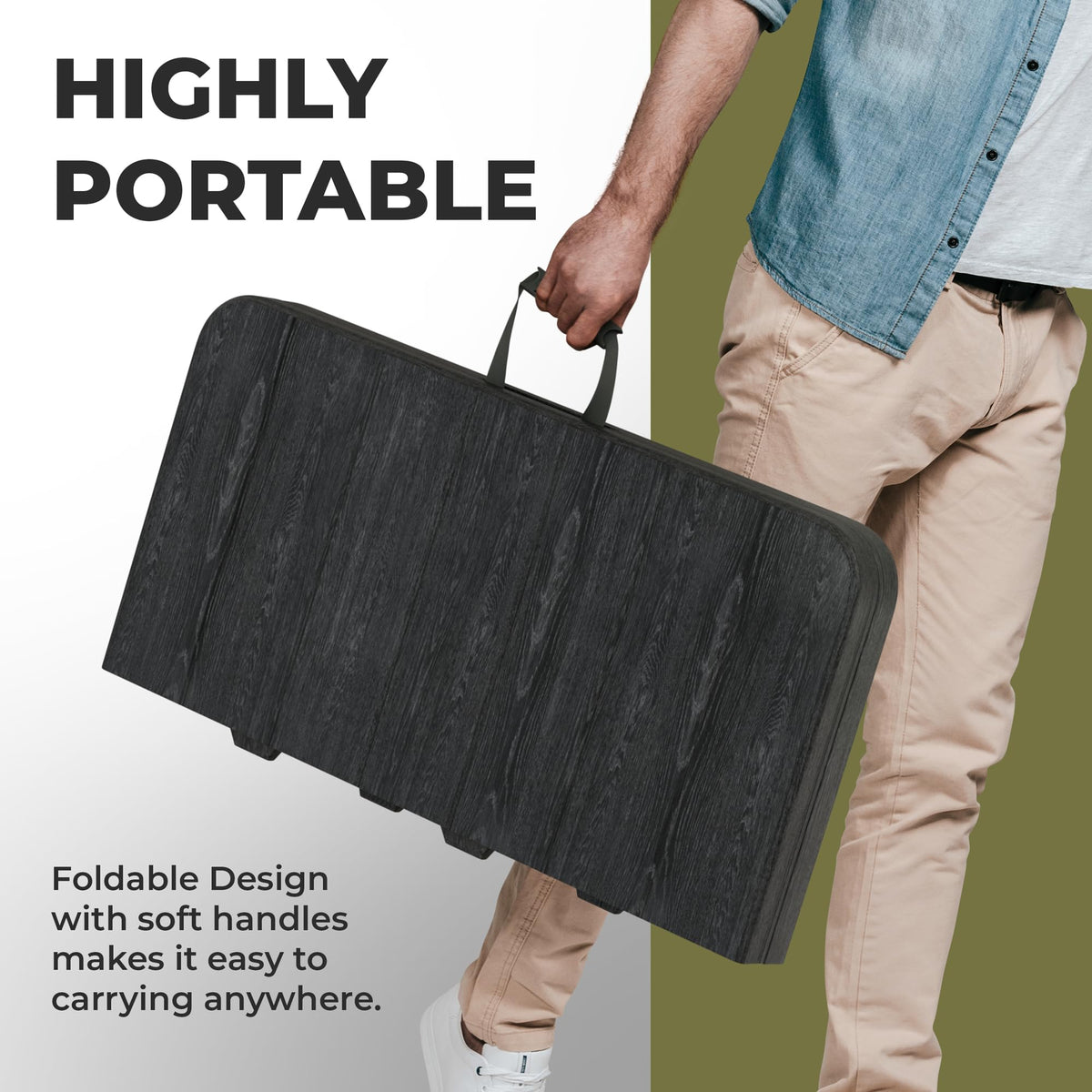 10 PACK of 8 Feet Foldable Table with Built in Handle & Steel Legs | 8 FT Heavy Duty Portable | Perfect for Party, Dining, Wedding, Events, Picnic Indoor, Outdoor, Camping, Temporary - 8 Foot