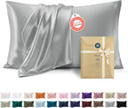 Bedsure Satin Pillowcase Standard Set of 2, Similar to Silk Pillowcase Grey