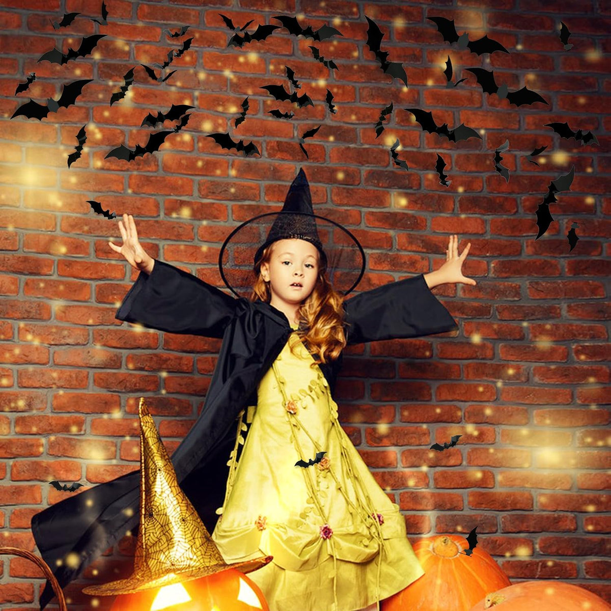 140Pcs 3D Bats Halloween Decorations Realistic PVC Wall Decor