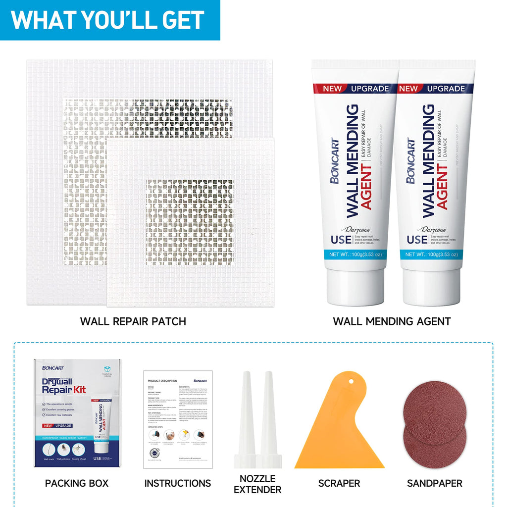 BONCART Spackle wall Repair Kit, 3-Pack Mending Agent Putty with Tools