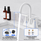 Matte Black Bathroom Faucet, Hurran 4 inch Centerset 2-Handle Lead-Free