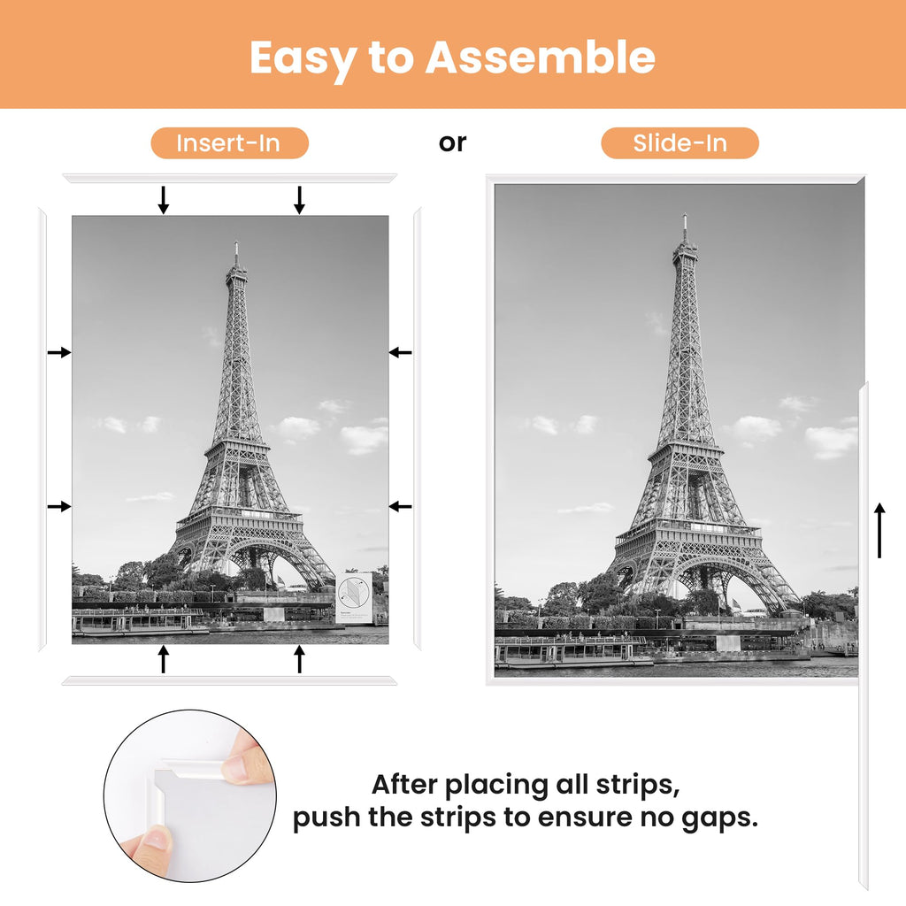 upsimples 12x16 Poster Frame, Easy Slide-In Assembly, White, 3 Pack
