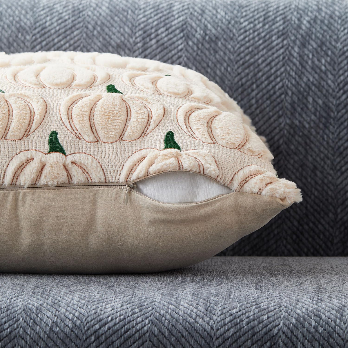 DFXSZ Fall Pillow Covers 18x18 2Pcs Beige Brown Pumpkin Fall Decorations