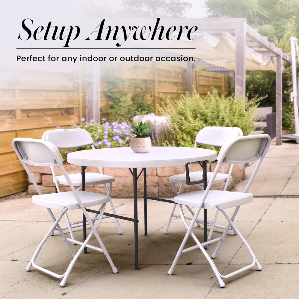 10 PACK of 8 Feet Foldable Table with Built in Handle & Steel Legs | 8 FT Heavy Duty Portable | Perfect for Party, Dining, Wedding, Events, Picnic Indoor, Outdoor, Camping, Temporary - 8 Foot