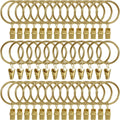 40 Pack Metal Curtain Rings with Clips, 1.5 in ID, Gold