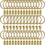 40 Pack Metal Curtain Rings with Clips, 1.5 in ID, Gold