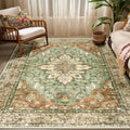 RELEANY Washable Area Rug, 5'x7', Brick/Brown/Green