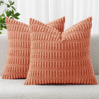 MIULEE Corduroy Decorative Throw Pillow Covers 18x18 Light Brown Pack of 2