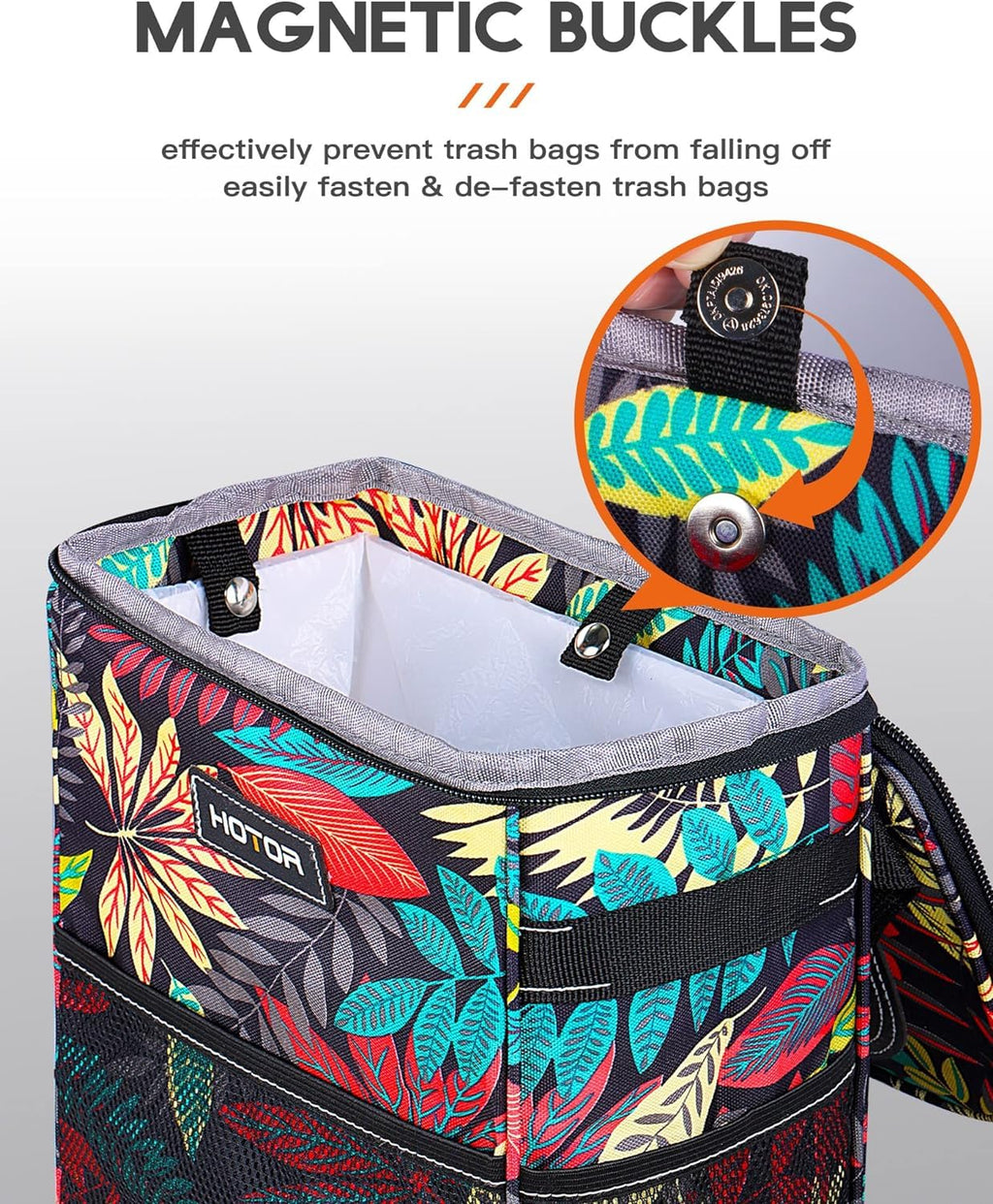 HOTOR Car Trash Can, Leakproof Car Organizer, 2-Gallon, Brown