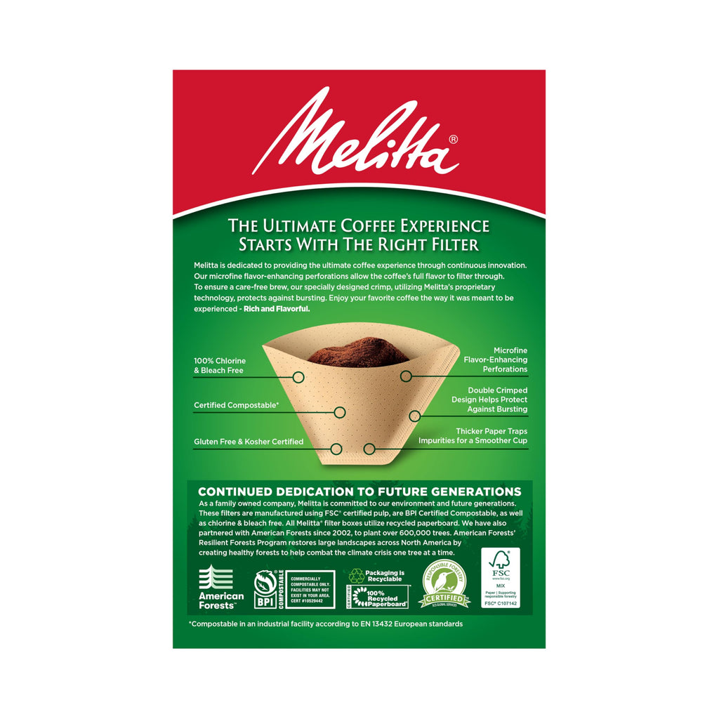 Melitta #4 Unbleached Coffee Filters, Natural Brown Cone Filters, 3-Pack