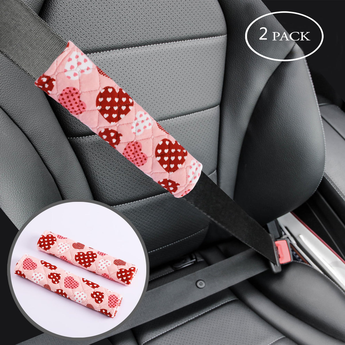 Amooca 2 Pack Seat Belt Covers Soft Shoulder Pad for Cars & Backpack